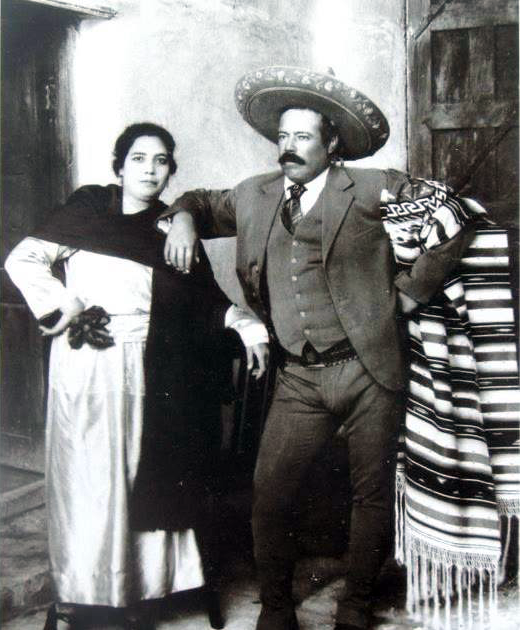 Pancho Villa wearing a sarape.